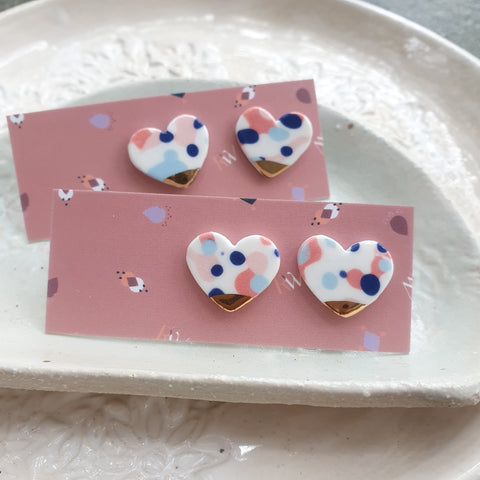 Party mix, Grand love heart studs - gold dipped