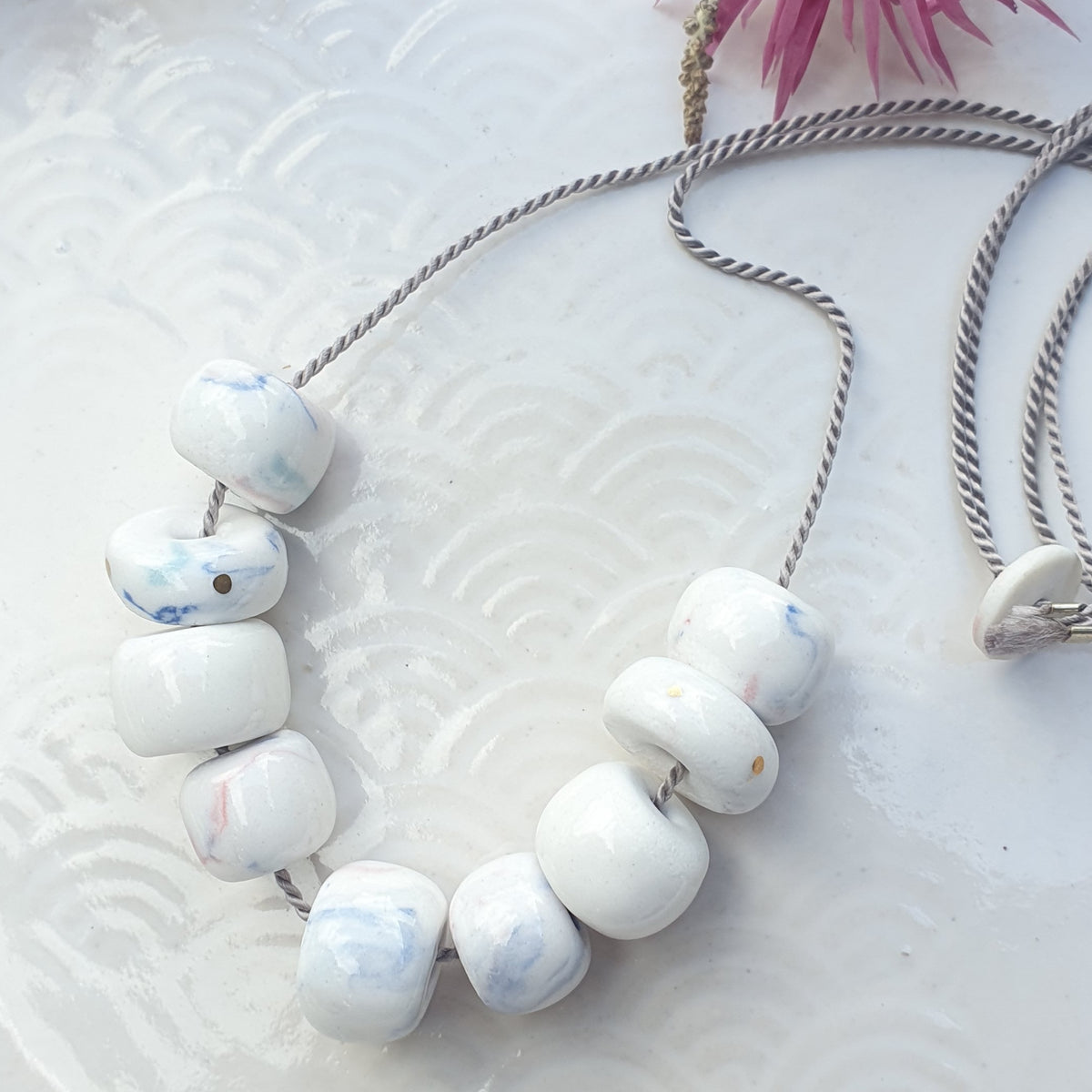 Porcelain Beads- white marble