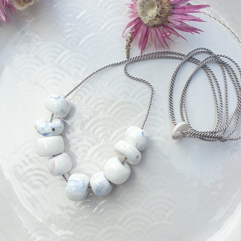 Porcelain Beads- white marble
