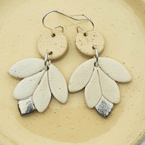 Lotus earrings, platinum