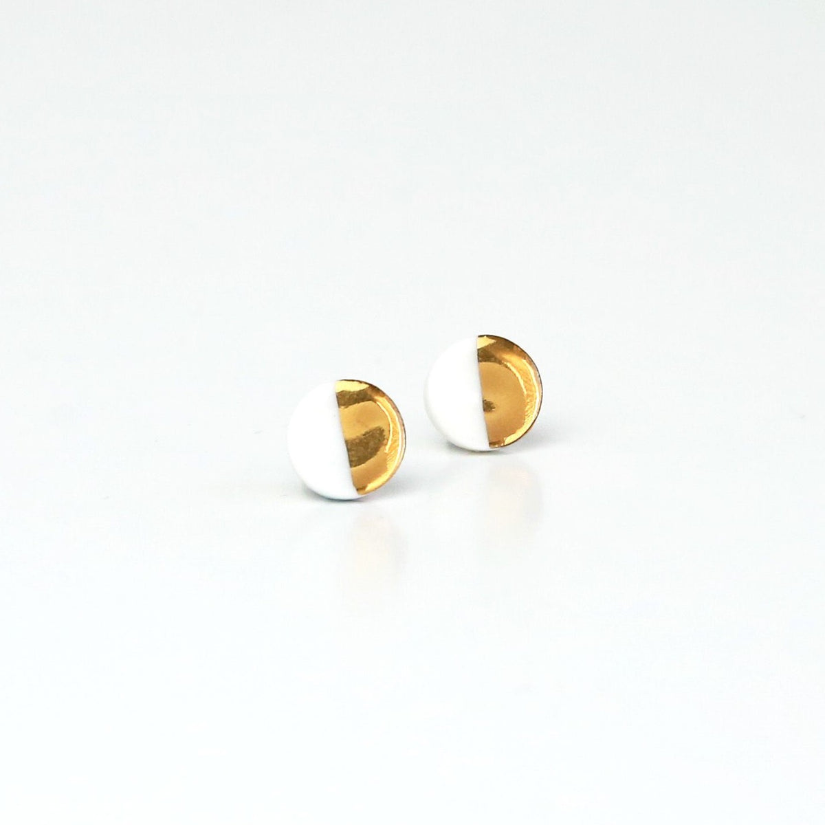 Single colour studs - white & gold dipped